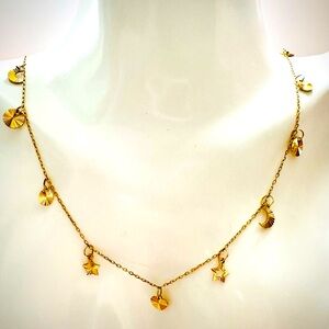 Star and Moon Station Necklace. 💛 Real 18(18k) Karat Solid Gold Jewelry
